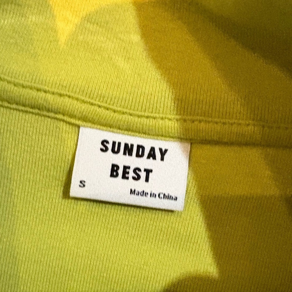 Sunday Best Monarch 1/2 Zip Lime Green Long Sleeve Cropped Top Size Small - Picture 8 of 17